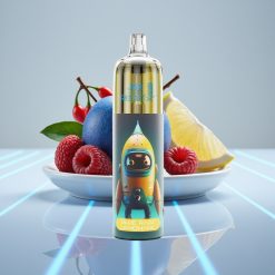 JNR Rocket-X 12400 Puffs Disposable Vape с RGB подсветкой и регулируемым воздушным потоком, Голубая Малина Лимонад
